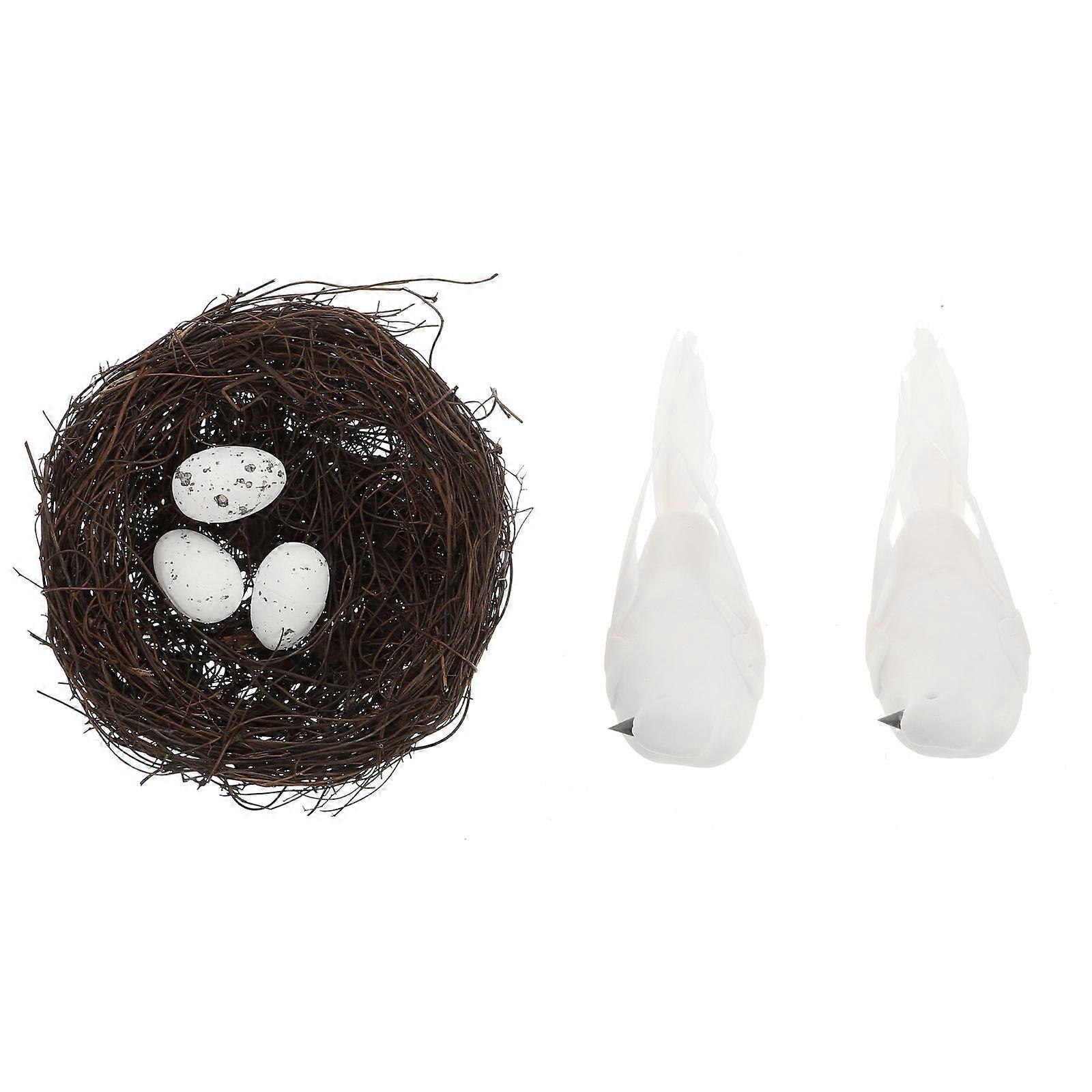 White Simulated Birds Nest Decoration for Garden Made of Foams for Festive Decor 1 Set