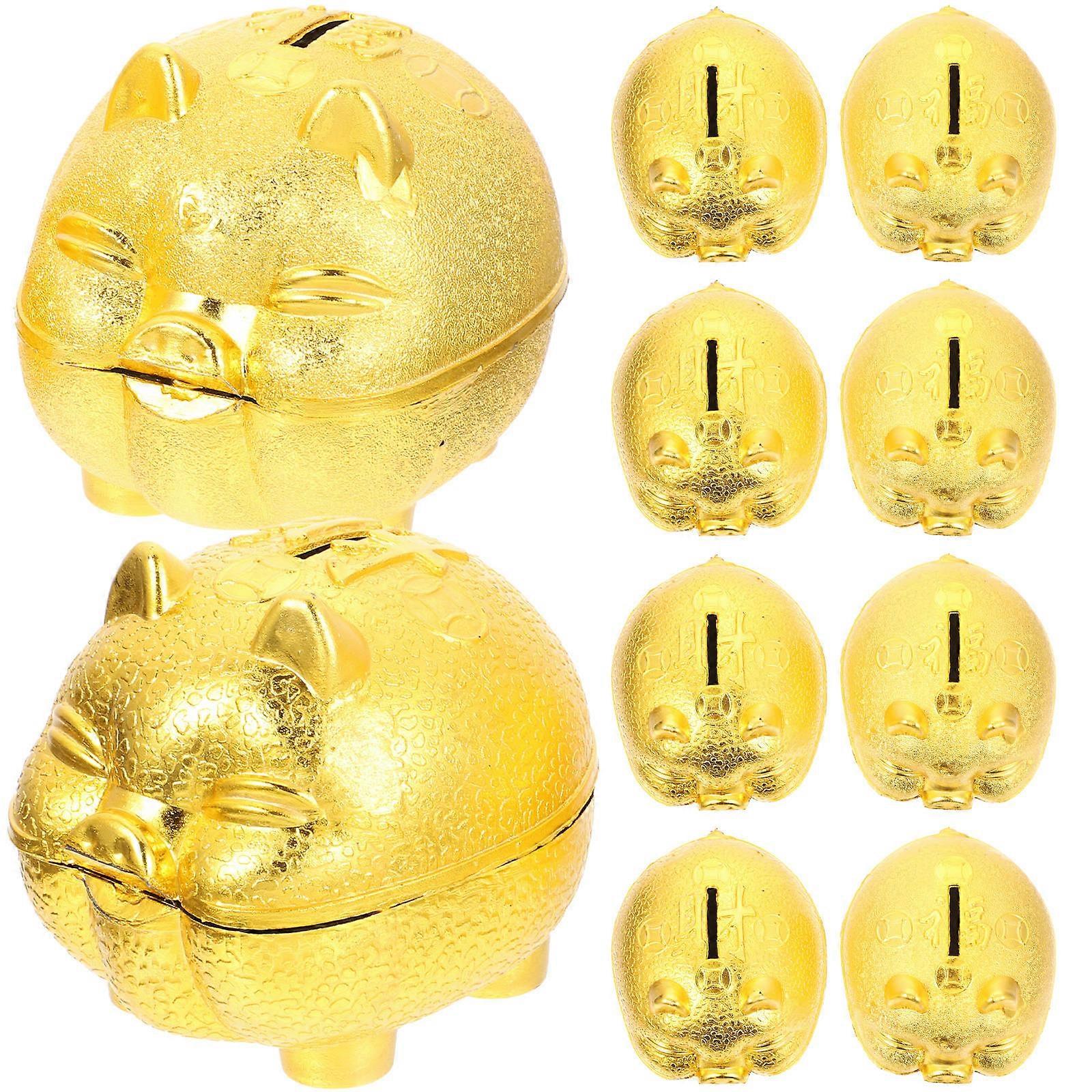 Golden Piggy Bank for Home Plastic Coin Jar with Ample Capacity for Coins and Change Fits Standard Coins