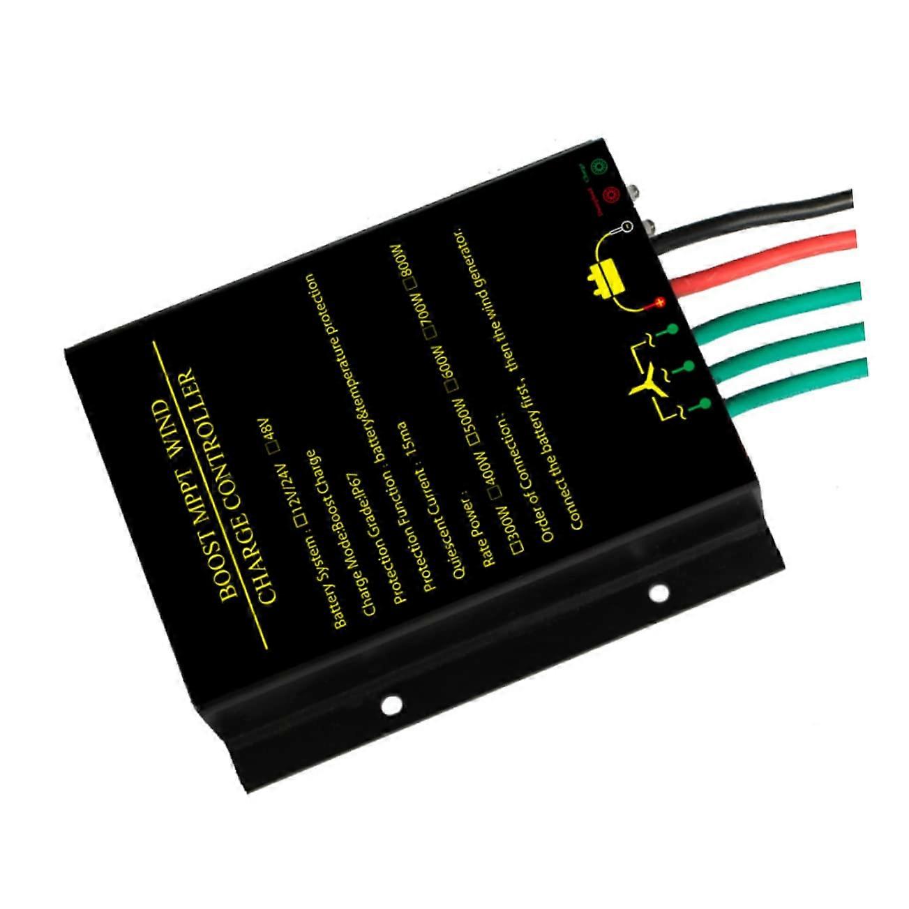 Waterproof Wind Turbine Controller MPPT Charge Regulator for Wind Generators, 12V/24V Compatible, Black