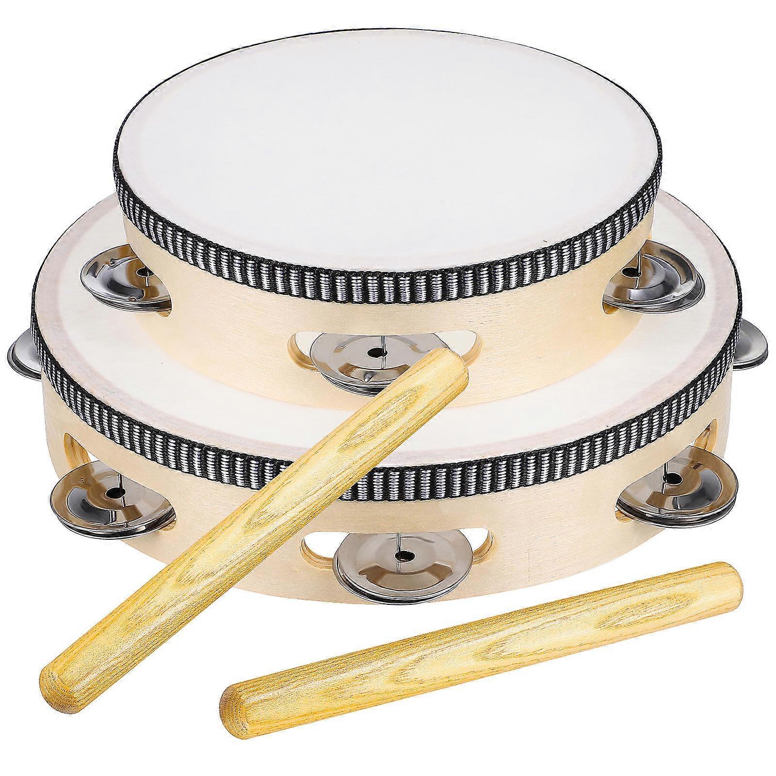 Tambourines Musical Instruments Handheld Drum Bell For Gifts Families Metal Material 2Pcs
