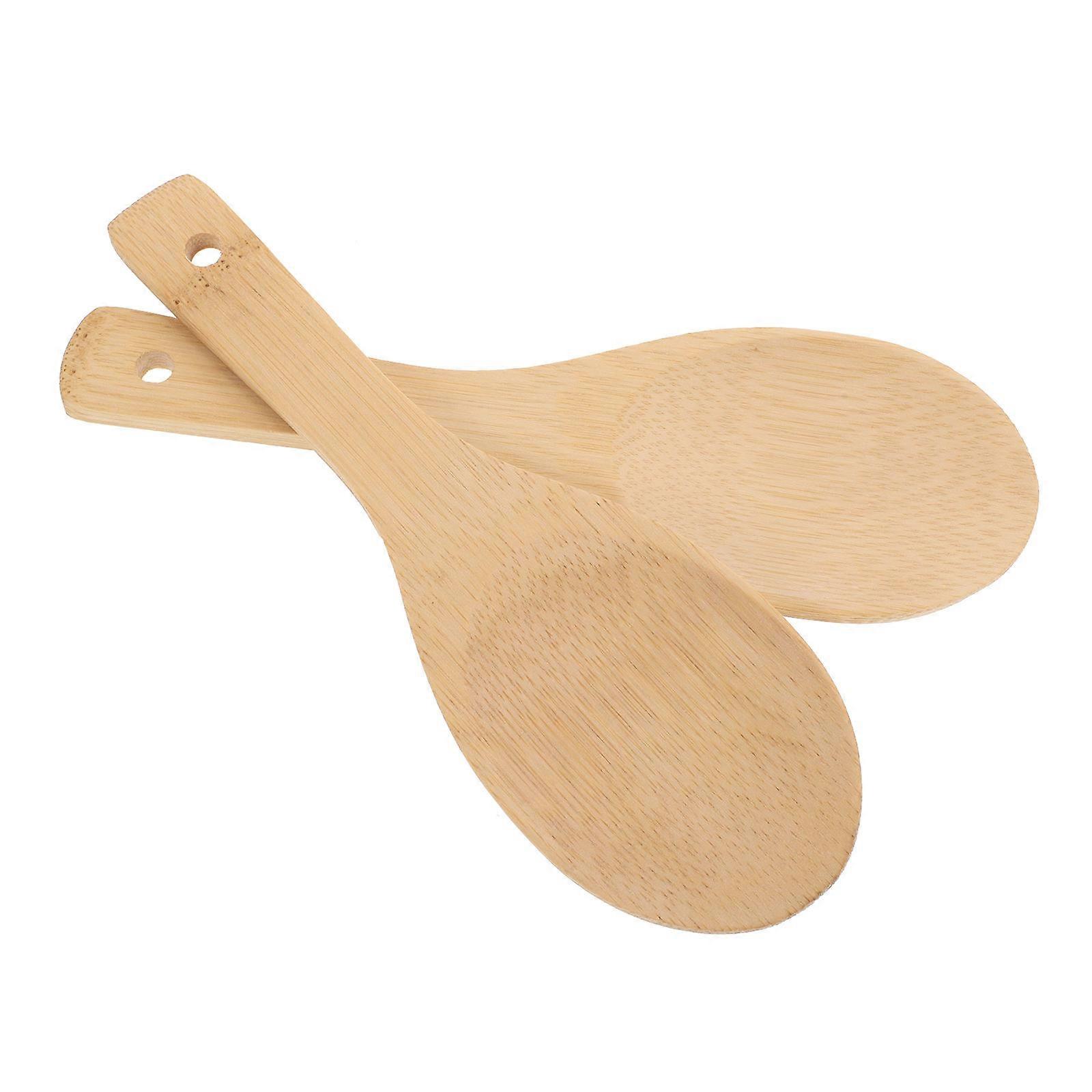 Bamboo Rice Paddle for Yellow Easy to Clean with Hole for Hanging 7.8 Inches