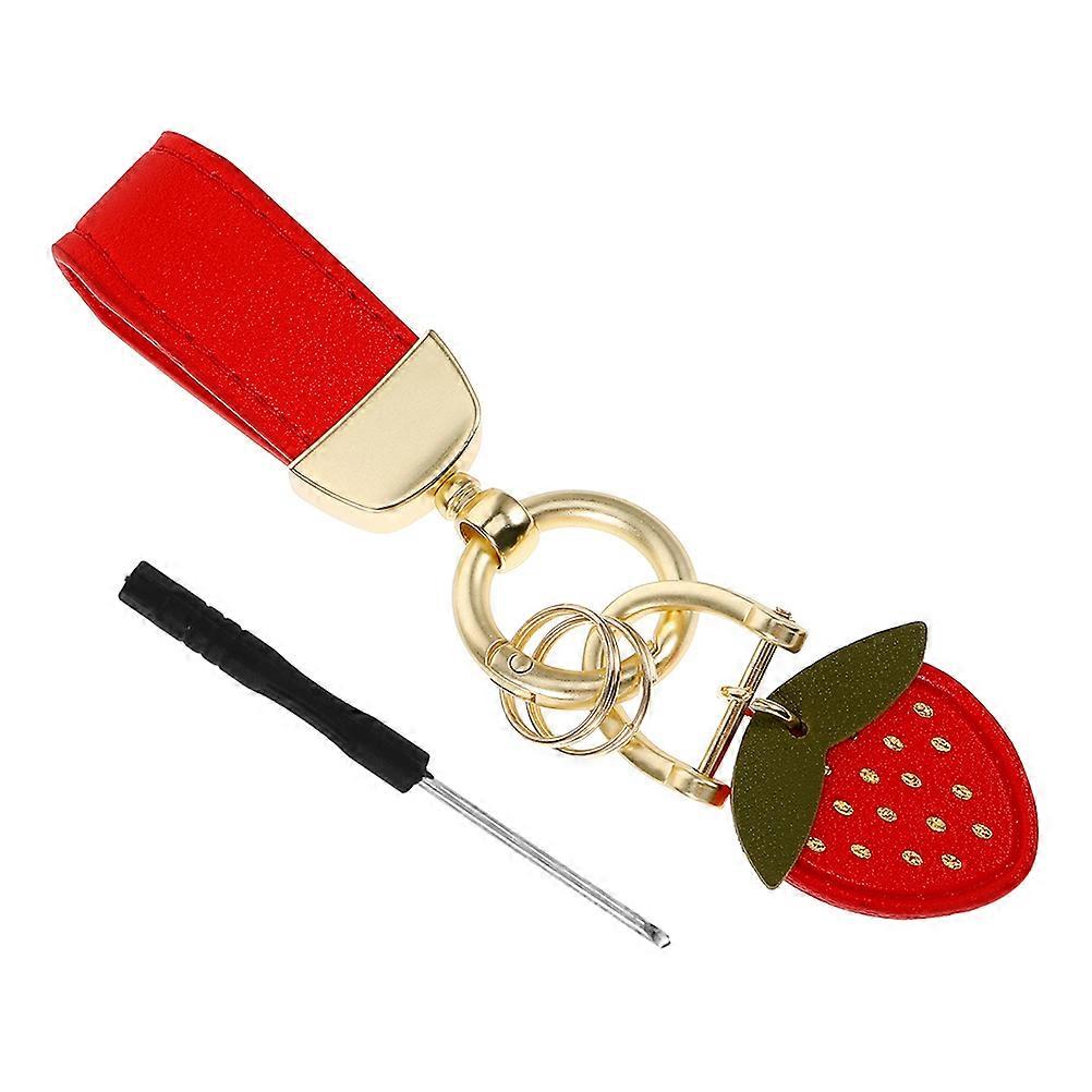 Cute Strawberry Stuff Keyring Portable Unisex Design Daily Use On-the- .00X2.00X1.00CM Red Pu Leather 1 Set