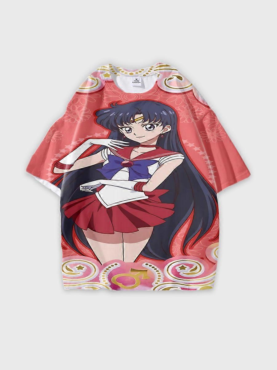 T-shirt round neck Role Pattern loose short sleeve D2280