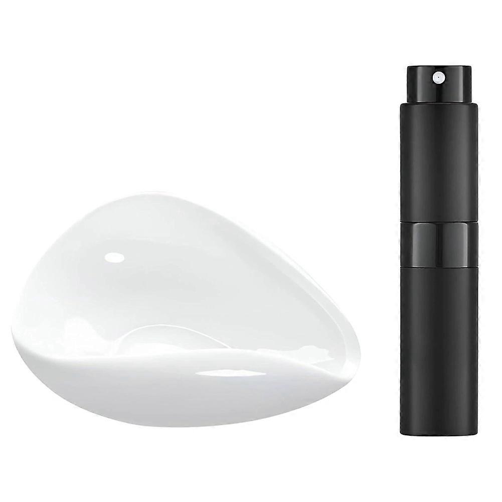 Coffee Bean Dosing Cup&Spray Bottle Kit for Espresso Bar, Ceramic Single Dose Tray for Brewing,Barista Accessories Set