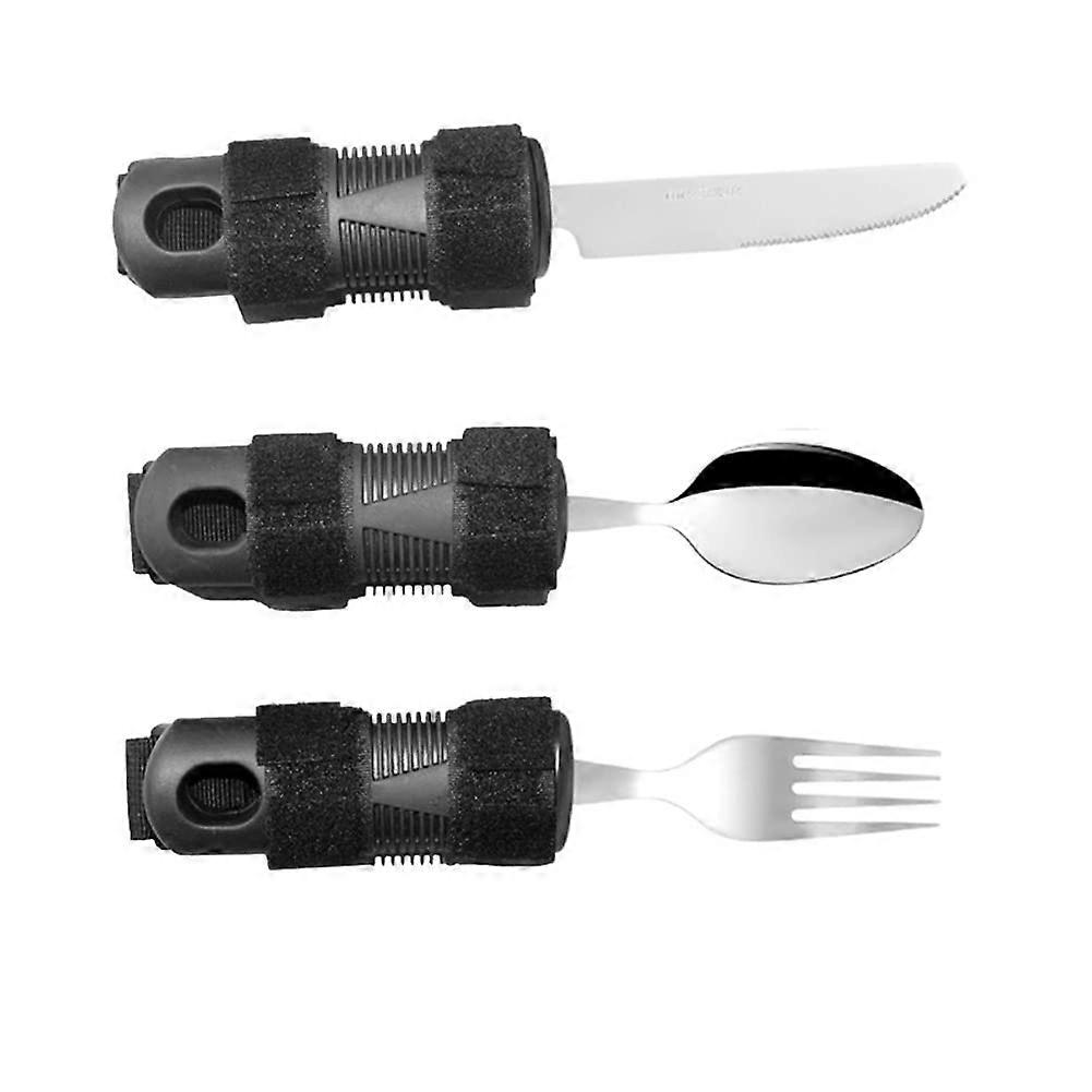 Disabled Easy Grip Adaptive Cutlery Set for Parkinson's, Arthritis, Stroke Includes Knife, Spoon, Fork Utensils for Elderly Disability