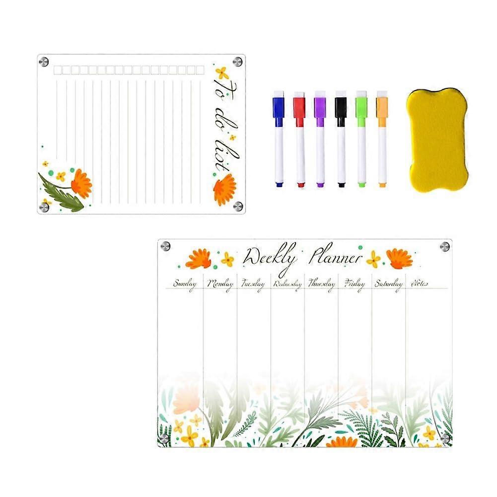 Magnetic Acrylic Memo Board for Refrigerator, Weekly Planner Calendar, Dry Erase, Style 1, Model TYU055