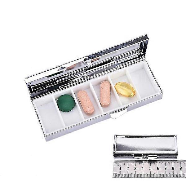 Rectangular pill boxes, metal pill containers.