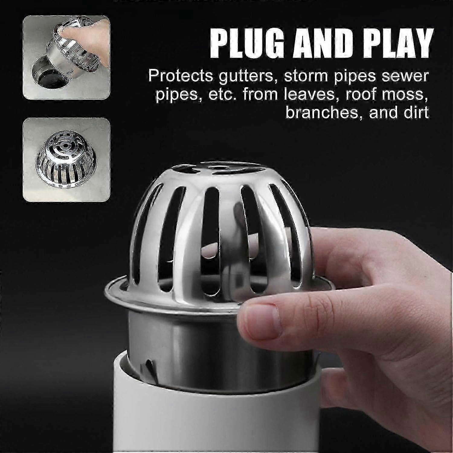 Parafoglie Per Grondaia In Acciaio Inox 304 - Set Da 2 Pezzi Per Tubi Di Scarico 75 Mm