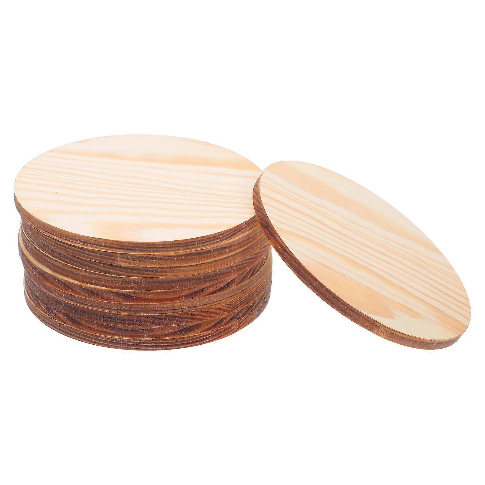 10pcs Unfinished Wood Cutouts Thick Wooden Craft Ornaments for DIY Painting, Model Building, Vehicle Wheels & Creative Art Projects