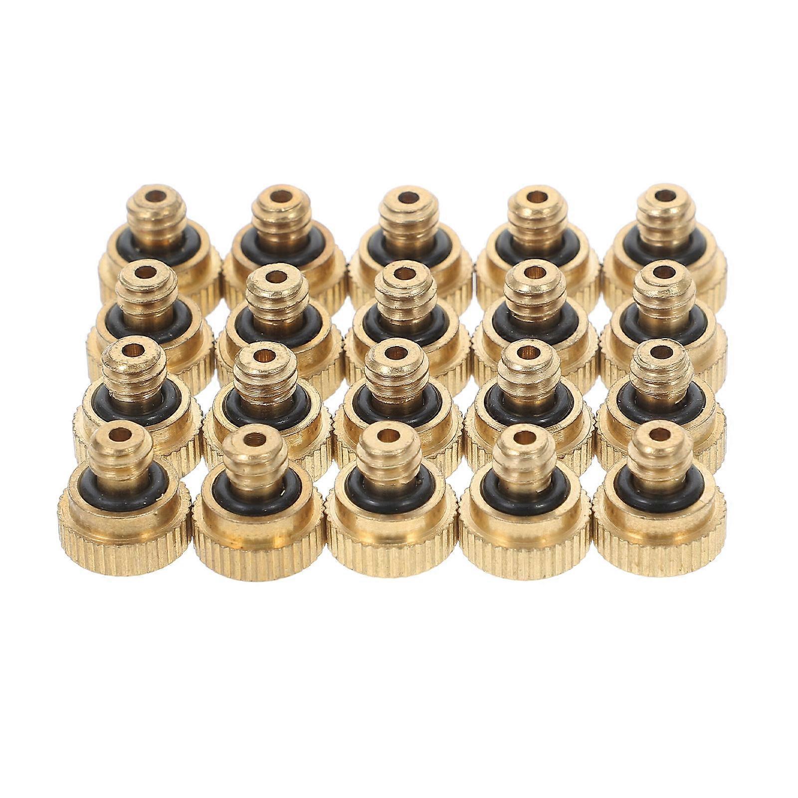 Brass Misting Nozzles 20Pcs Designed For Outdoor Cooling Systems In Gardens And Farms Featuring Golden Color For Optimal Performance