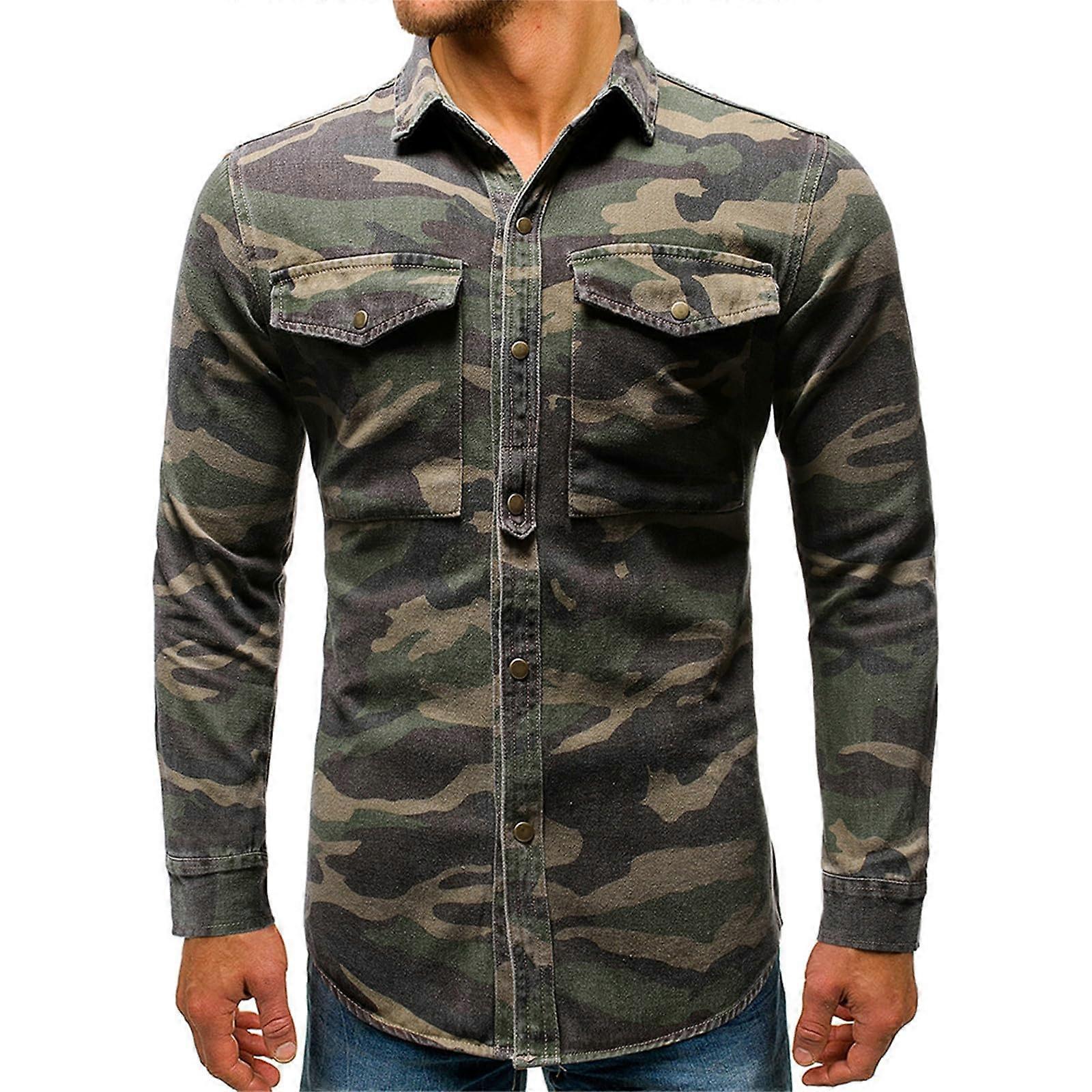Camouflage Denim Jacket for Men Army Military Combat Jacket 3XL