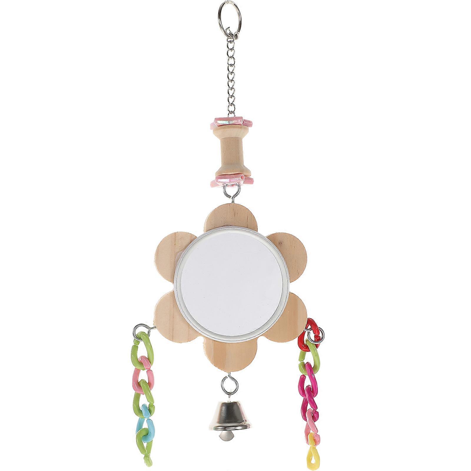 Pet Bird Mirror for Playing Sturdy Metal and Safe Composite Material with Bell 6.5x4 Inches