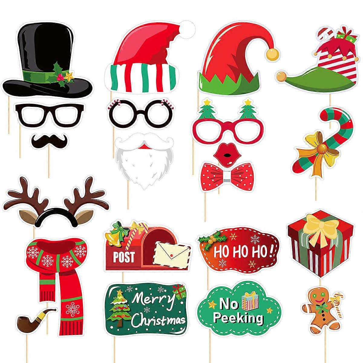 Assorted Color Christmas Photo Props 21Pcs For Parties Engaging Home Use And Outdoor Photos Ideal For Everyone