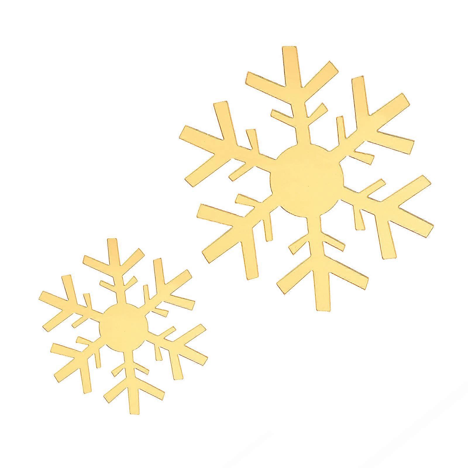 Snowflake Window Decals 15Pcs PVC Golden Xmas Stickers for Decor with Versatile Surface Application