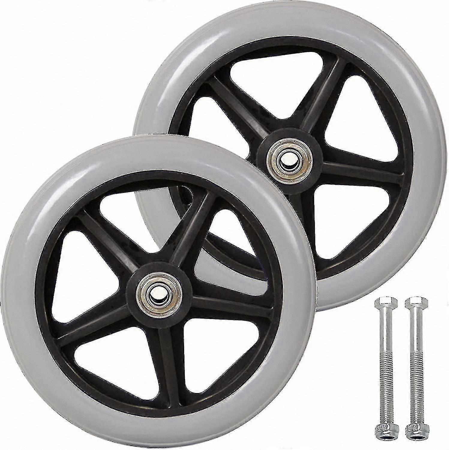 150mm Non-Slip Solid Tire Replacement Wheels for Wheelchairs, 6 Inch Front Caster Pair in Gray