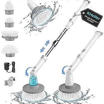 Limpiador giratorio eléctrico, limpiador de ducha inalámbrico, cabezales de repuesto, limpiador de baño de dos velocidades, cepillo de limpieza de ducha con brazo de mano-yg