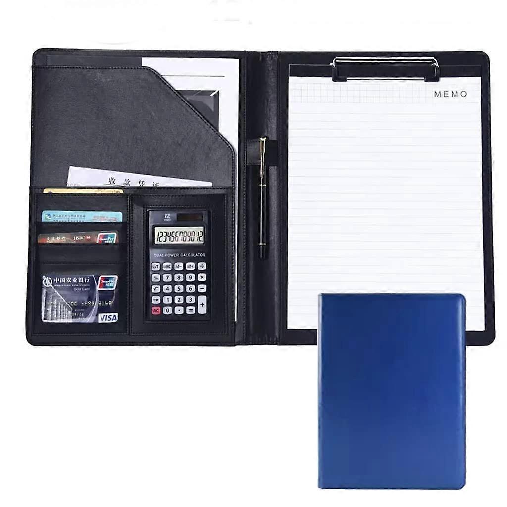 A4 Writing Case Portfolio Document Folder with Notepad and Blue Calculator