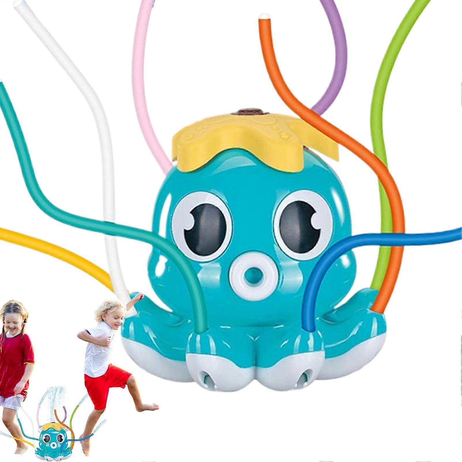Octopusshaped Lawn Sprinkler with 8 Swinging Tubes for Ages 3, Blue