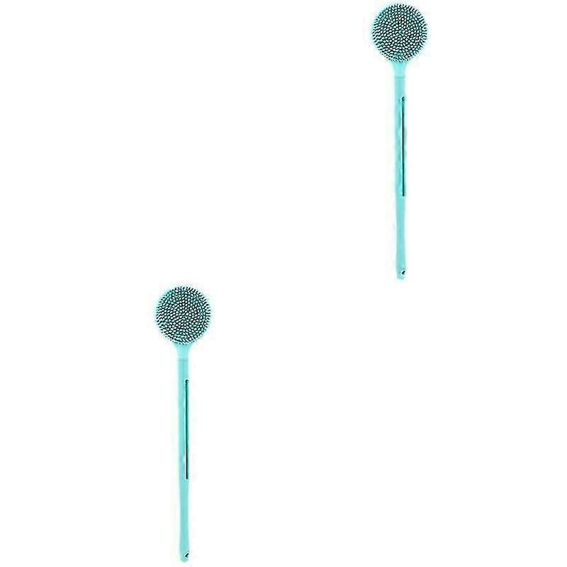 2-Pack Long Handle Silicone Body Scrubber - Deep Cleansing Bath Brush for Smooth