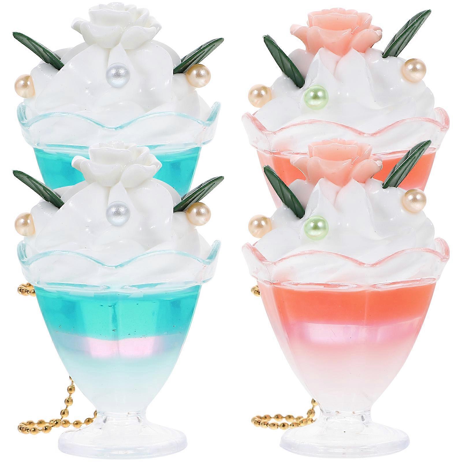 Kawaii Ice Cream Keychain Charms Hanging Ornament Assorted Color Attachment 4Pcs