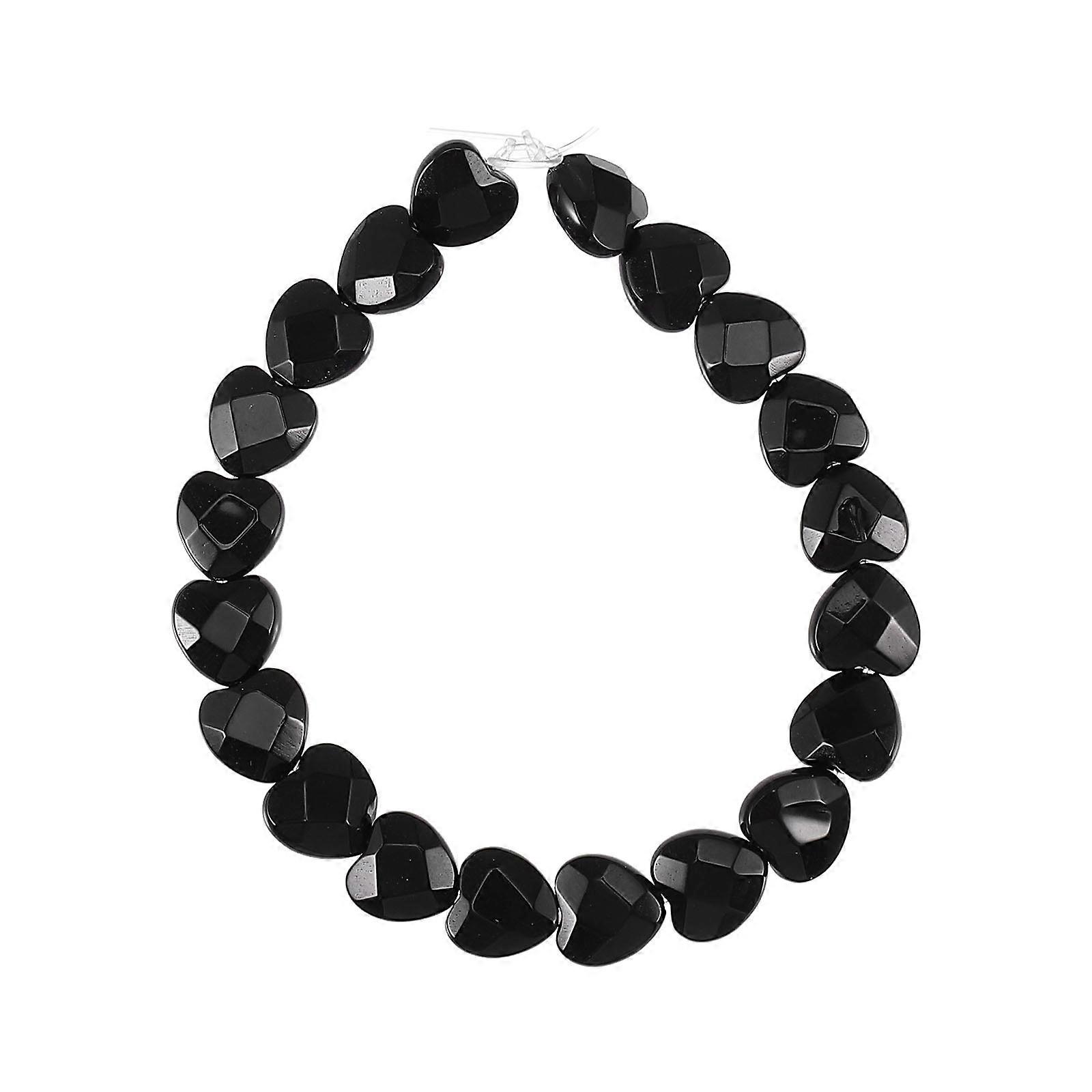 Black Heart Shaped Beads String for Decoration Smooth Surface Comfortable to Wear 20 Beads