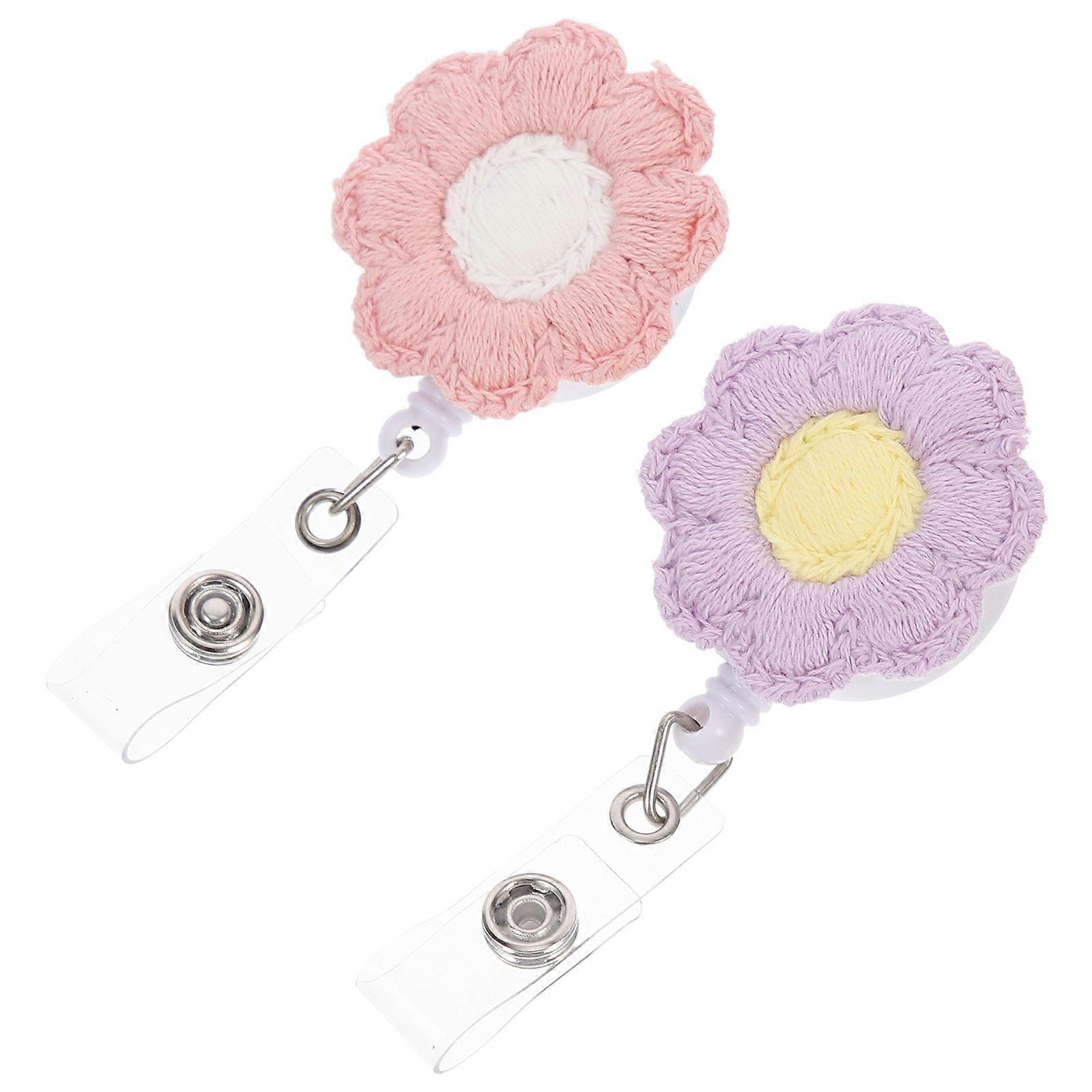 2pcs Retractable Badge Holder with Sunflower Design, Lightweight ID Card Holder for Nurses, Students, Office Workers, Name Tags