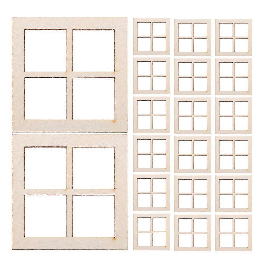24pcs Realistic Wooden Window Frames for DIY Projects, Small Models, Creative Decor, Dollhouses