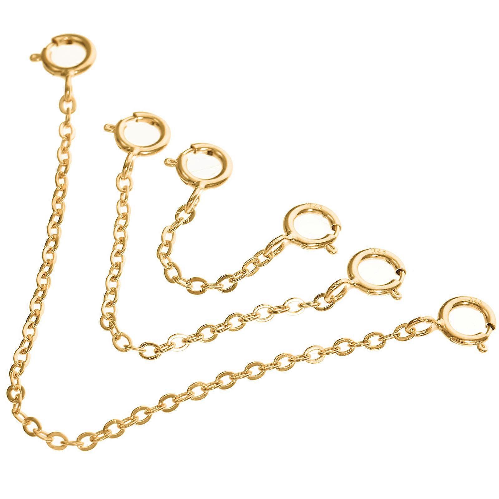 3pcs Silver Extender Chains for DIY Jewelry – Lengthen Necklaces, Bracelets, Anklets – High Polished Durable Design, Classic Gold Finish for Crafting