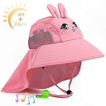 Gorro para el sol al aire libre para niños con UPF 50+, silbato, panel de malla y correa ajustable para aventuras activas