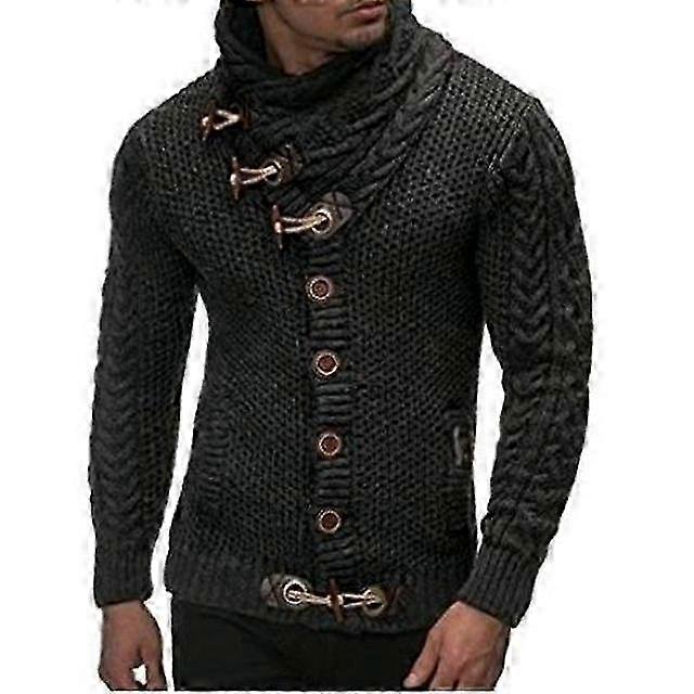 2019 Herren Winter Warm Dick Rollkragenpullover Strickjacke Pullover Schnalle Pullover