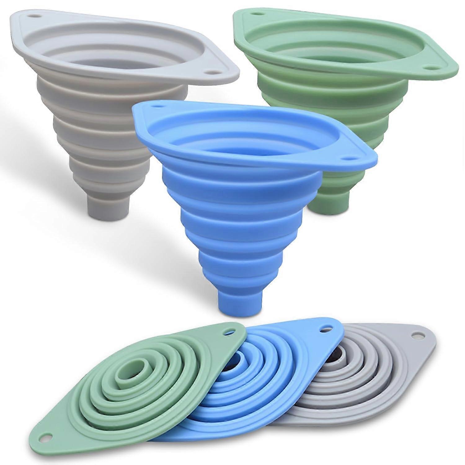 3Pack Kitchen Funnel Set,Funnels for Kitchen Use Filling Bottles,Sili