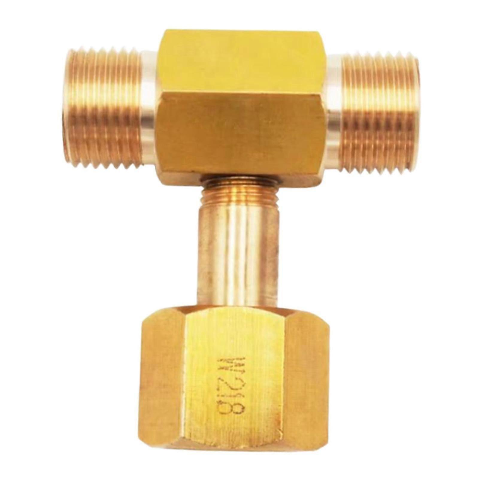 CO2 Tank Bottle Tee Fitting Adapter W21.8-14 Din 477 Brass