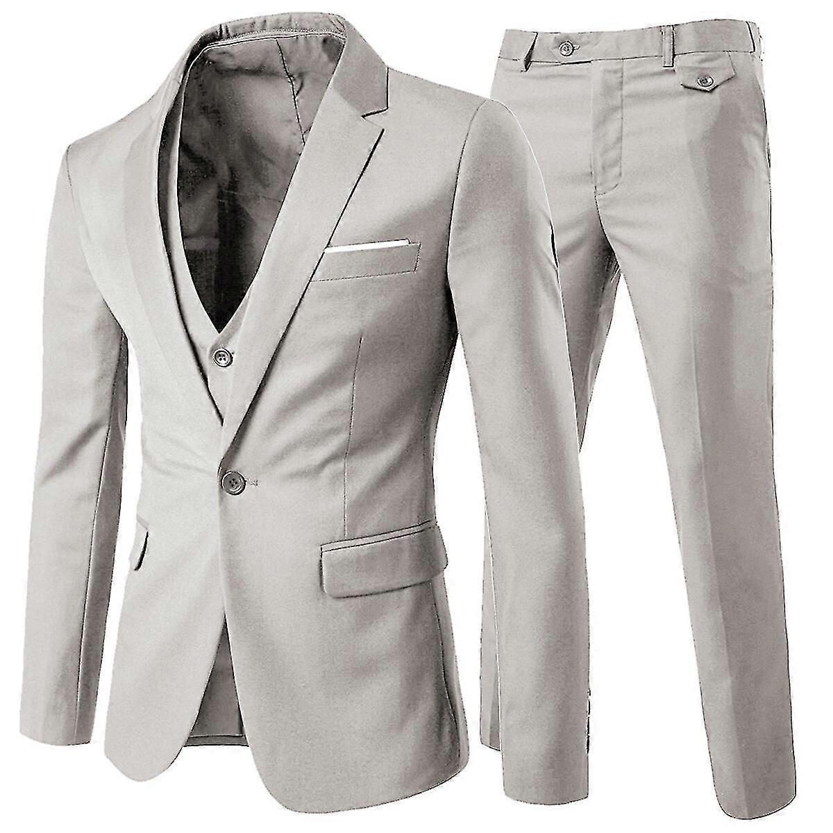 Ανδρικό επαγγελματικό κοστούμι 3 τεμαχίων Slim Fit, σακάκι & παντελόνι & γιλέκο