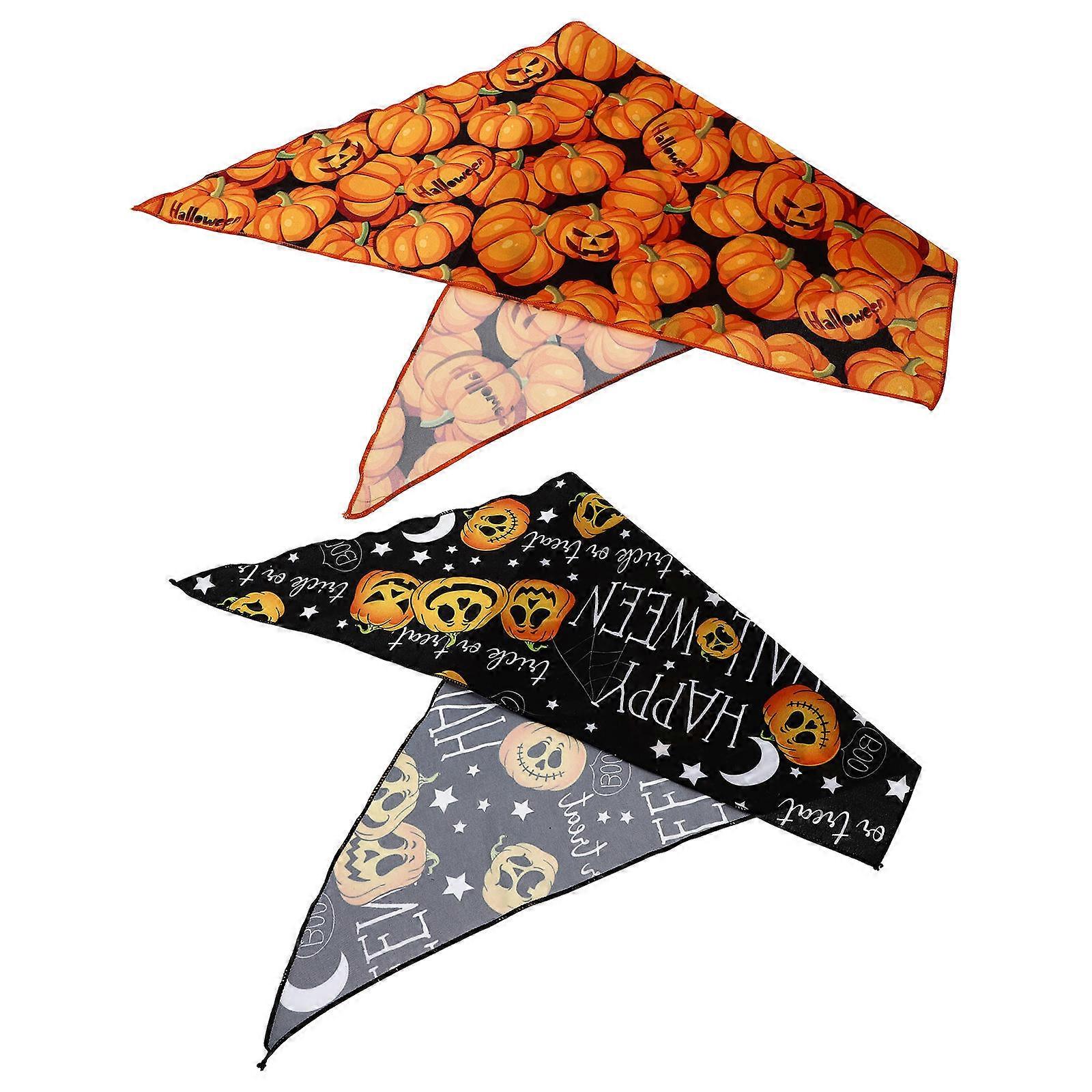 Pumpkin Dog Bib Pet Supplies for Festival Cotton Assorted Color Pet Bib 2Pack