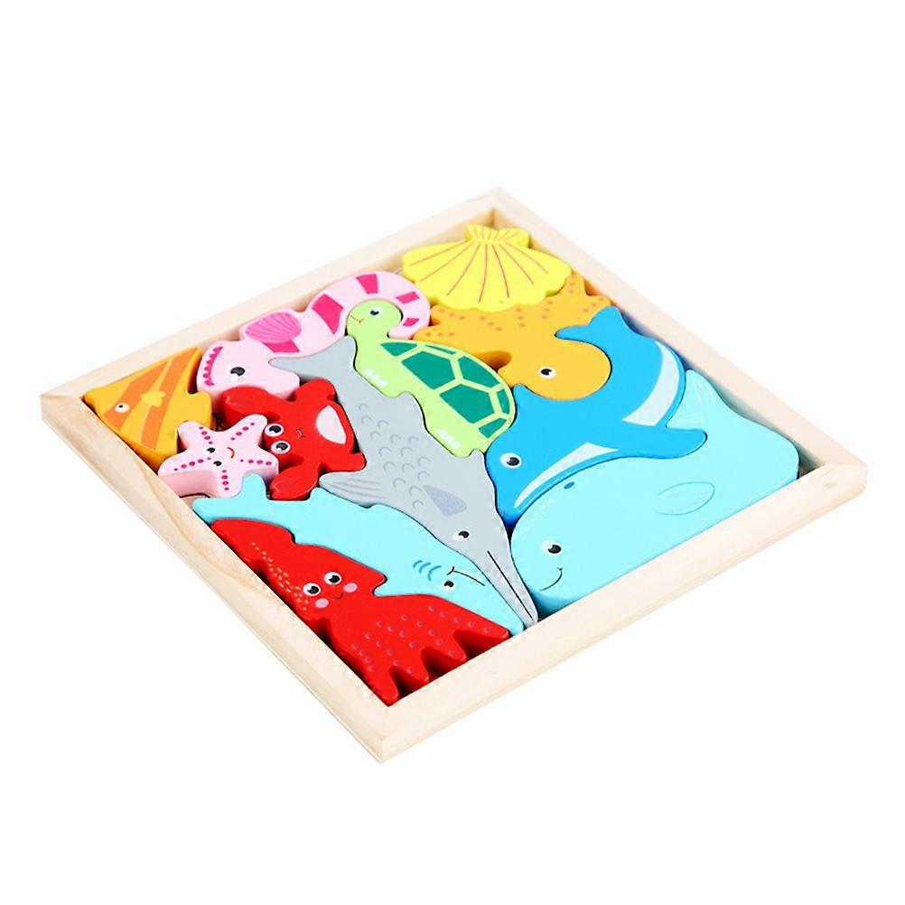 Wood Puzzles Toys Cartoon 3D Jigsaw Playtime Children Assorted Color Cognitive Ability Improvement 1Set