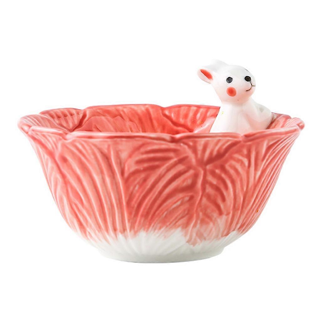 Pink Ceramic Cartoon Bowl for Storage Perfect Size Fruit Bowl Easy to Clean Creative Design
