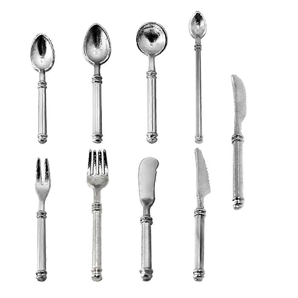 Mini Tableware Set for Decor Silver Plastic Cutlery Kids Role Set
