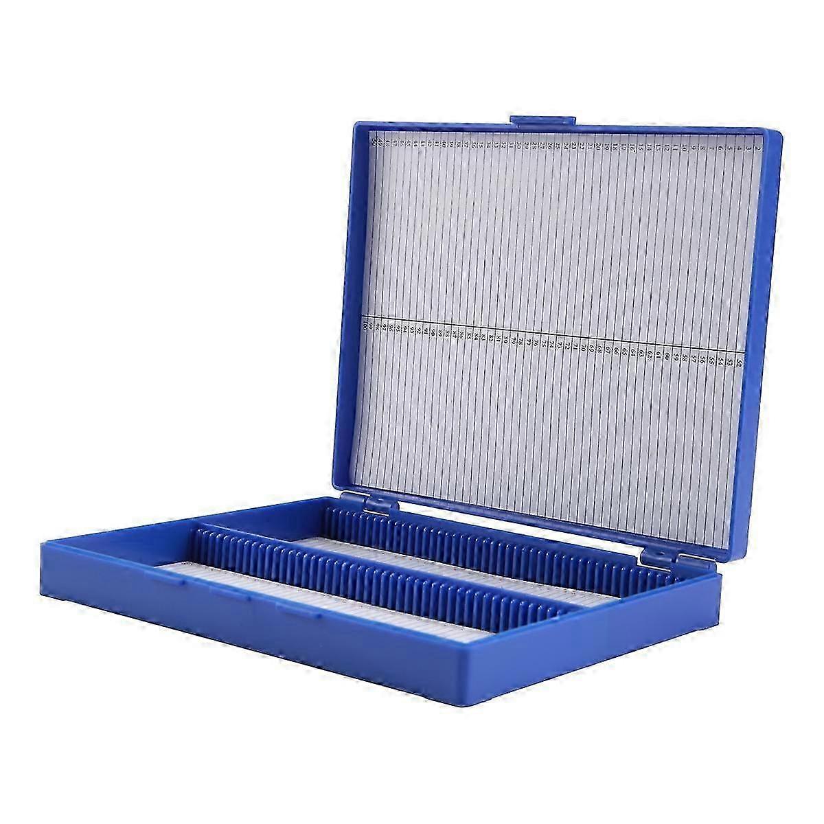 Plastic microscope slide case for labs - Royal blue organizer holds 100 slides