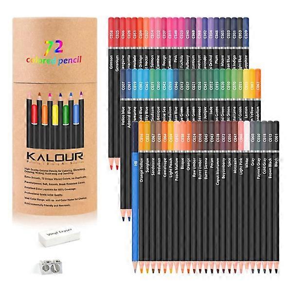 72 Colored Pencils with Eraser Sharpener Strong Coloring Easy to Grip Oily Color Pencil for Kids