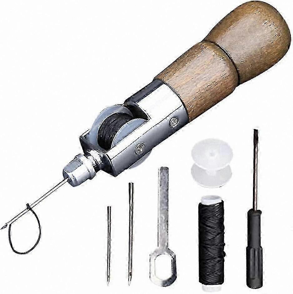 Leather Crafting Kit with 7 Tools for Hand Sewing Projects on Leather and Canvas Materials