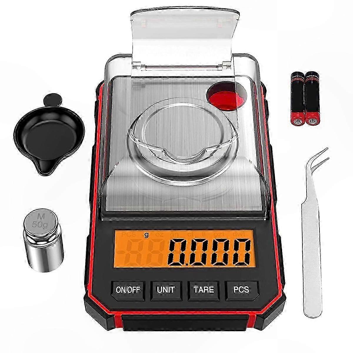 High-Precision Portable Milligram Scale, 50G/0.001G Capacity, LCD Display for Laboratory & Jewelry Use
