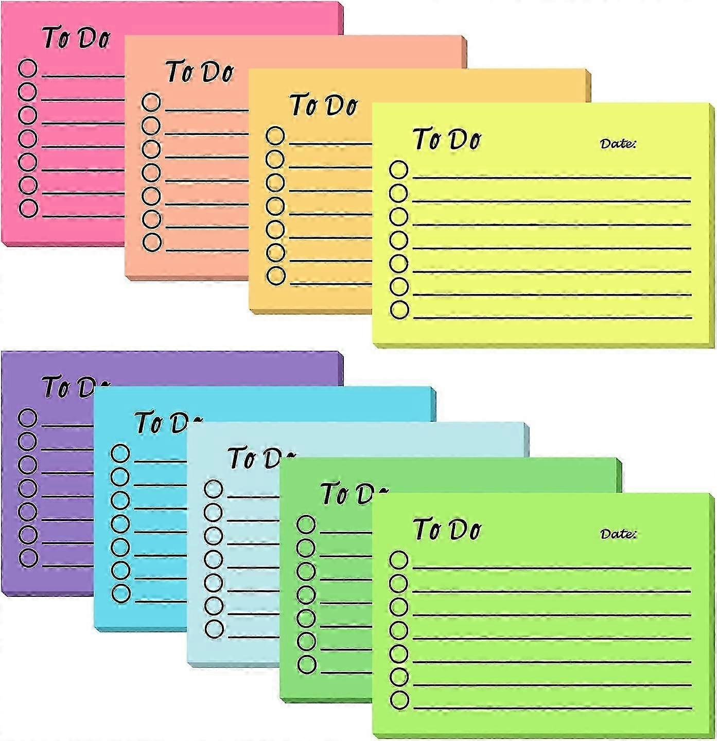 9 Pack to Do List Sticky Notes, Self-Stick Sticky Notes, Colorful Sticky Notes Pad with Lines, Do List Notepads for School Office Meeting Home Plan