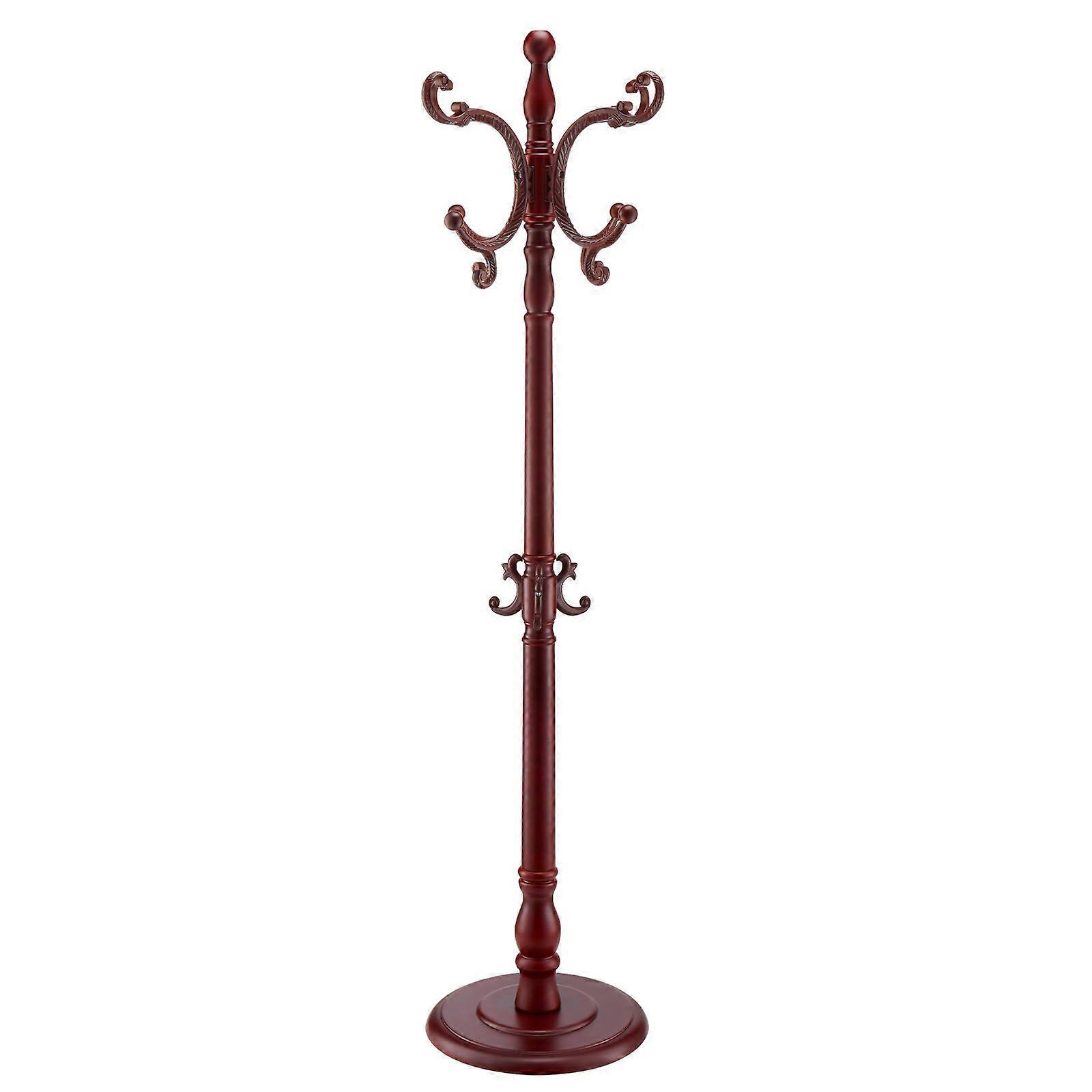 Coat Rack Freestanding, Wooden Coats Rack Stand with Weighted Base & 11 Hooks, Free Standing Hall Coat Tree