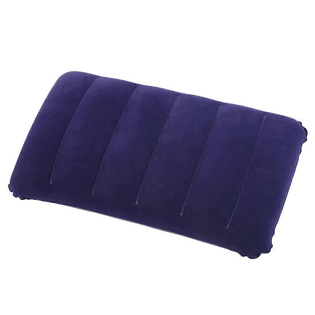Inflatable Pillow For Camping Neck Cushions - Lightweight, Soft Flocked Travel Blow-Up Pillow, Dark Blue