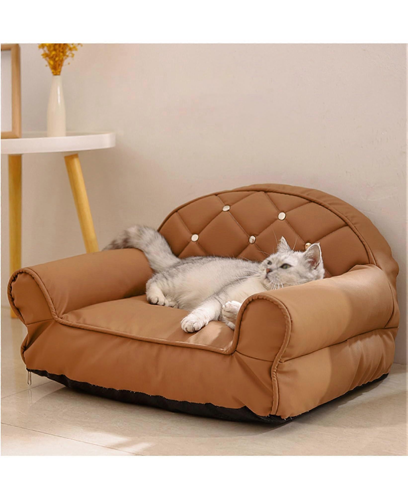 Cat Couch Indoor Cat Bed Calming Pet Sofa Bed For Small Pets Up To 12lbs Brown