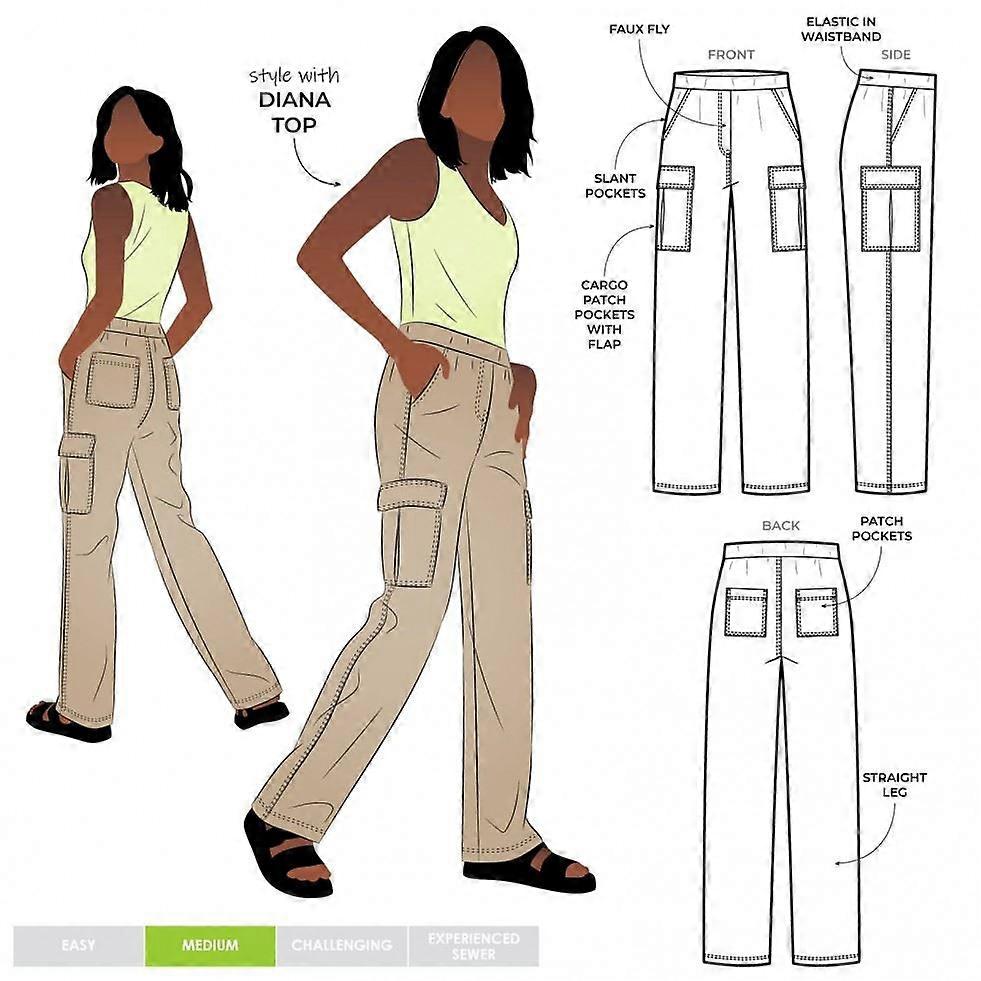 Style Arc Sewing Pattern Delta Cargo Pants Sizes 28-36
