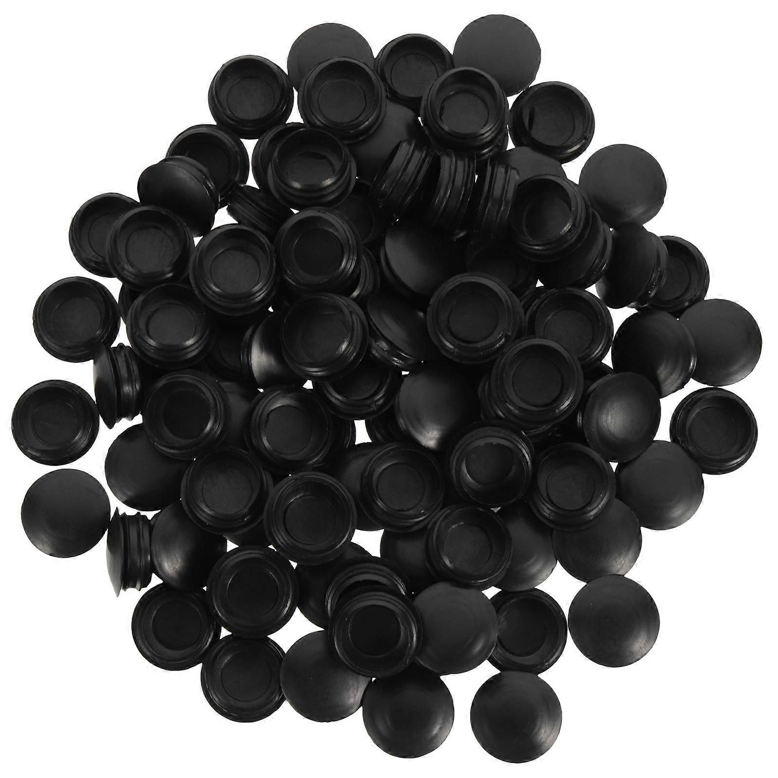 Plastic Furniture Hole Plugs Black Decorative Caps for Furniture Use 100Pcs