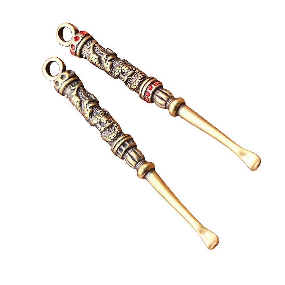 Ear Spoon Brass Ear Cleaner for Comfortable Wax Removal 2Pcs Pendant Set