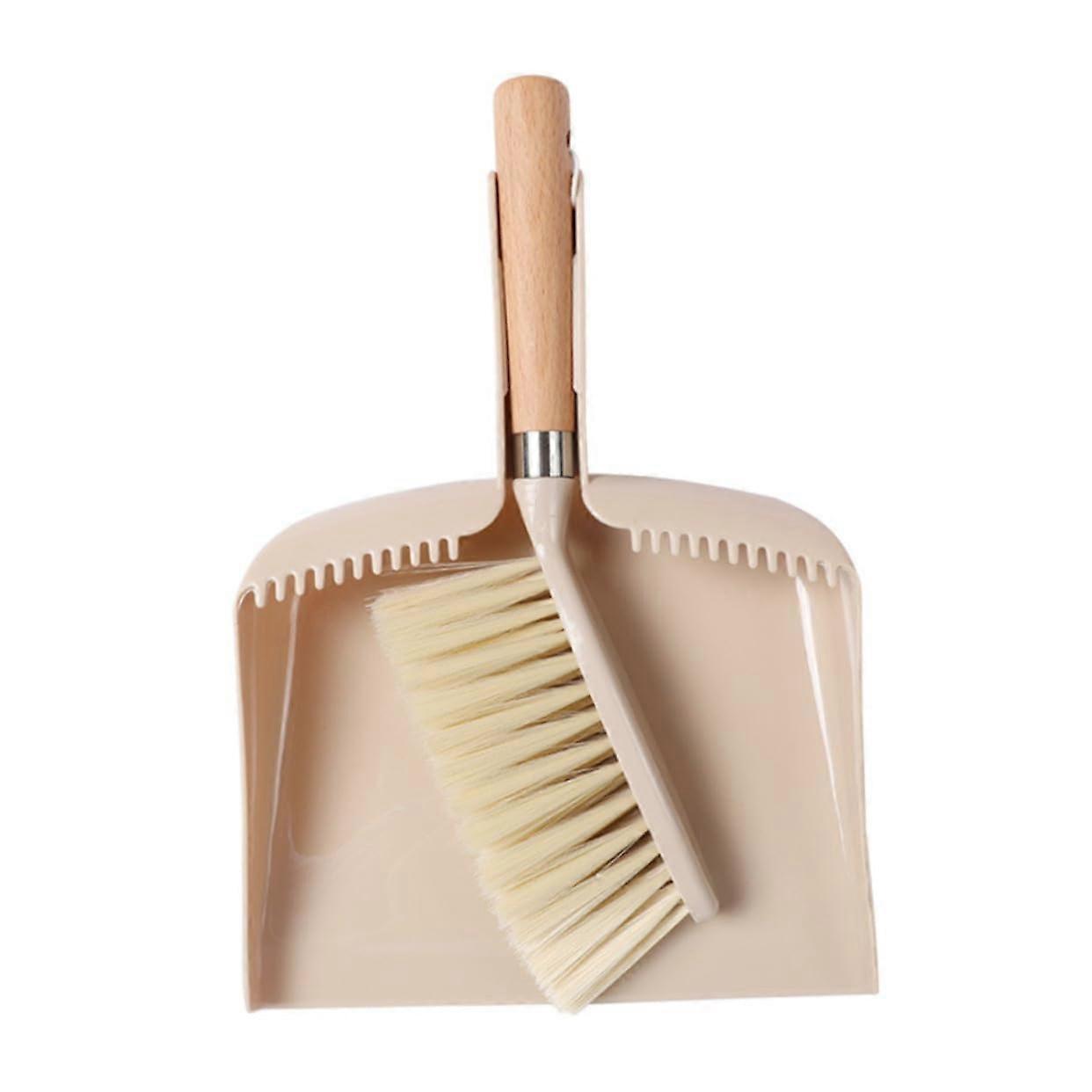 Mini Broom and Dustpan Wooden Handle Compact Keyboard Cleaning Brush Desktop Cleaning Tool Lightweight Cleaning Supplies