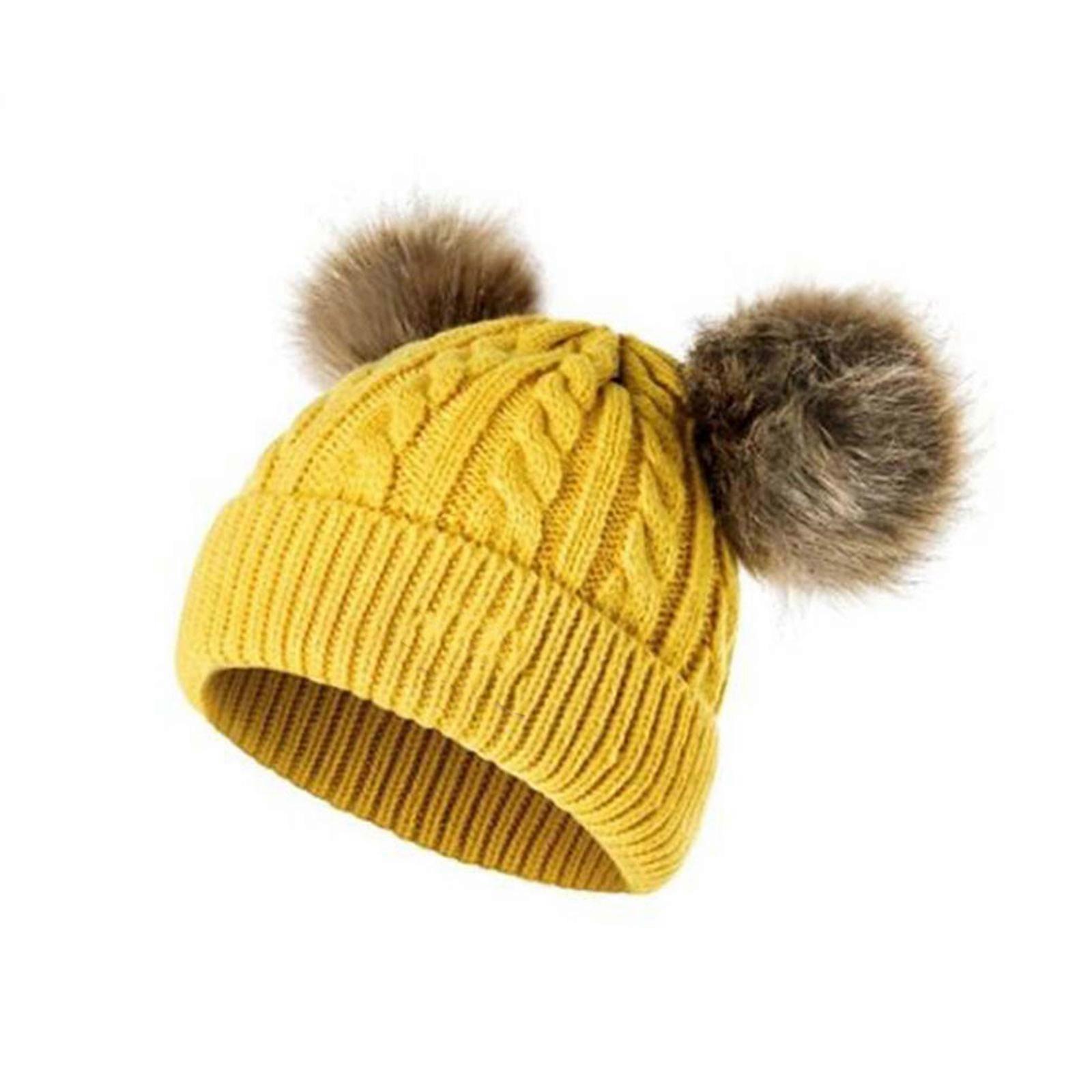 Children Hat Double Pompom Knitted Hat for Autumn